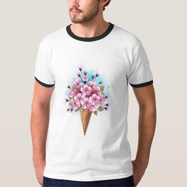 Camiseta Crema rosa de hielo Sakura Waffle Cone (Anverso)