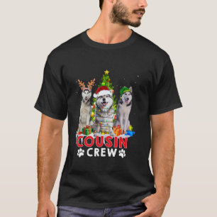 Camiseta Crema siberiana Husky Cousin Crew Christmas Tree L