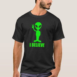 Camiseta Creo diseño verde del UFO del extranjero