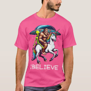 Camiseta Creo divertido Bigfoot Alien montando Unicornio Ov