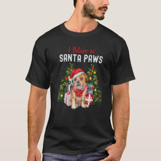 Camiseta Creo En El Bulldog De Santa Paws, Adulto De Navida