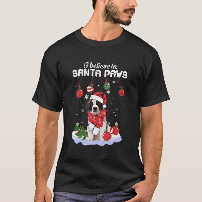 Camiseta Creo En El Regalo De San Bernardo De Santa Paws (Anverso)