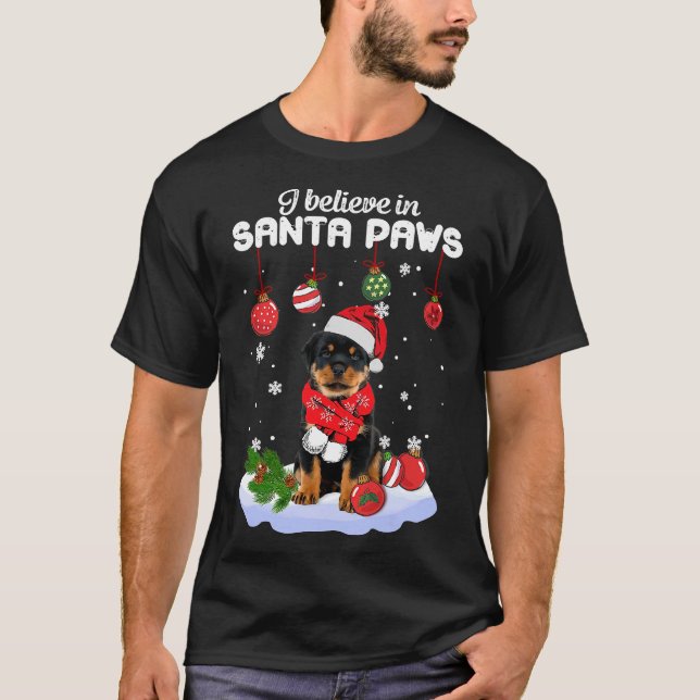 Camiseta Creo En El Rottweiler De Santa Paws (Anverso)