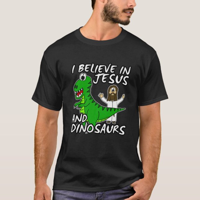 Camiseta Creo En Jesús Y Dinosaurios Trex Christian Ch (Anverso)