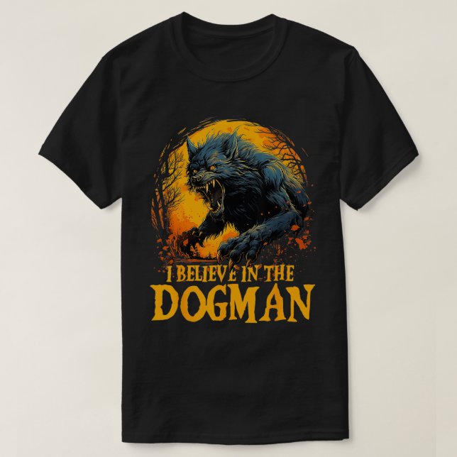 Camiseta Creo en la cripta de Dogman Michigan Cryptid LBL (Diseño del anverso)