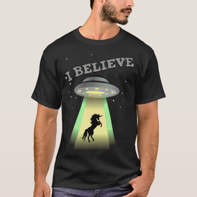 Camiseta Creo En La Ufos Tomando Unicornios (Anverso)