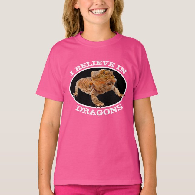 Camiseta "Creo en los dragones" con dragón con barba (Anverso)