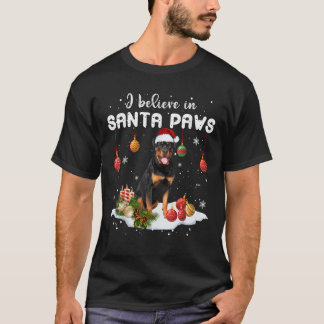 Camiseta Creo En Los Navidades De Santa Paws Rottweiler Xma