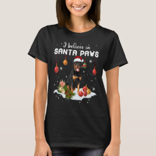 Camiseta Creo En Los Navidades De Santa Paws Rottweiler Xma