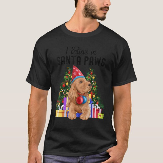Camiseta Creo En Santa Paws El Cocker Español Chris (Anverso)