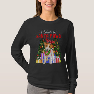 Camiseta Creo en Santa Paws Perrito Jack Russell Lindo Navi