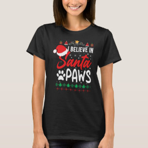 Camiseta Creo En Santa Paws Perro Y Gato Hermoso Christma