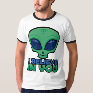 Camiseta Creo en ti Alien de Dibujos Animados Amigable