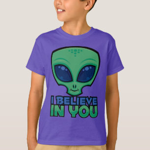 Camiseta Creo en ti Alien de Dibujos Animados Amigable
