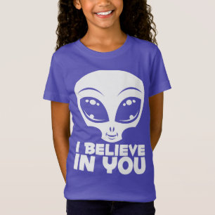 Camiseta Creo en ti alienígena de blanco