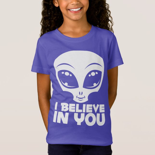 Camiseta Creo en ti alienígena de blanco (Anverso)
