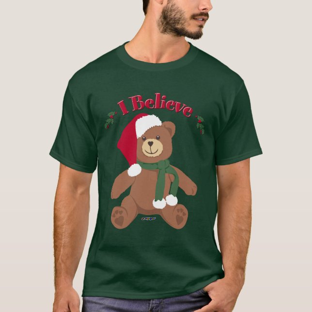 Camiseta ¡Creo! Oso de peluche de Navidad (Anverso)
