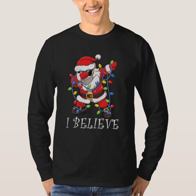 Camiseta Creo Que Dabbing Santa Claus Face Mask Garland Ch (Anverso)