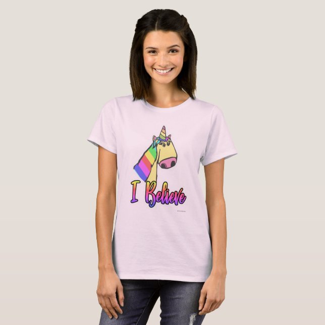 Camiseta Creo que el gracioso Personalizado de Rainbow Unic (Anverso completo)