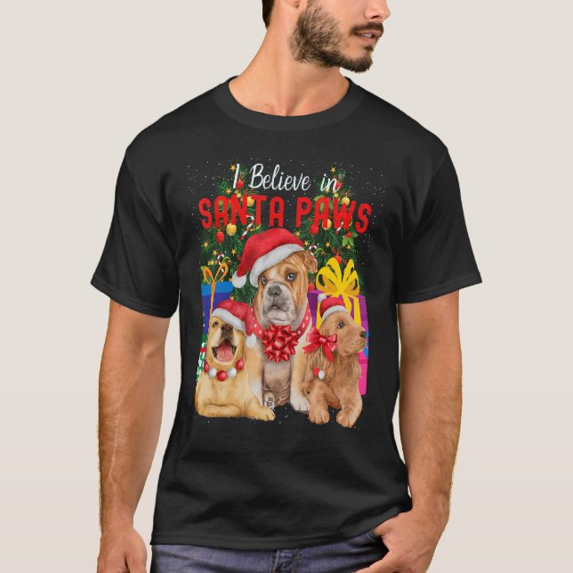 Camiseta Creo Que En Santa Paws Los Perros Cute Usan Xmas H (Anverso)