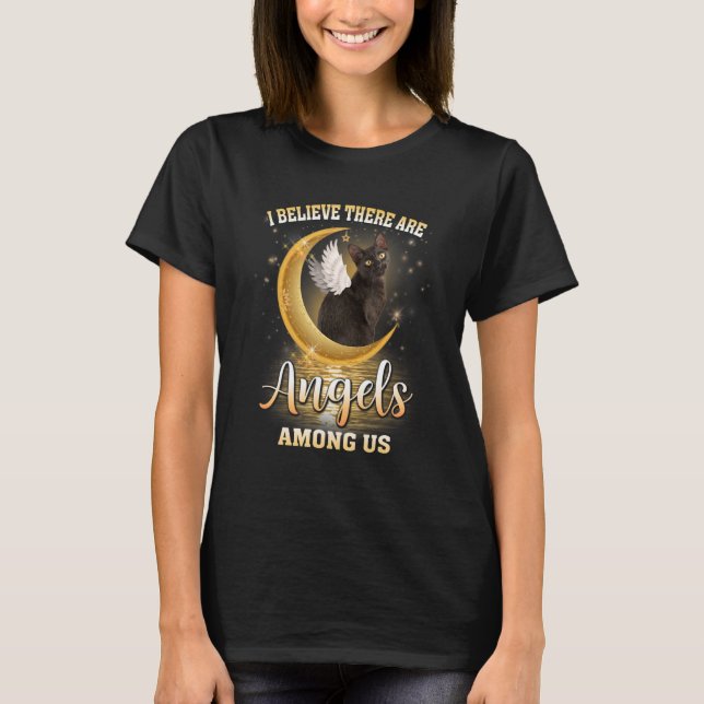 Camiseta Creo Que Hay Ángeles Entre Los Gatos Amantes De Ee (Anverso)