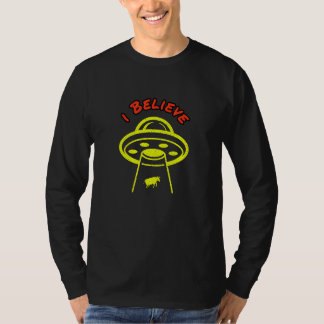 Camiseta Creo Que Ufo Con Cómic Spaceship Secuestrando Vaca