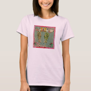 Camiseta crepuscular rosada de las jirafas de oro