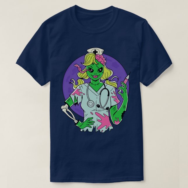 Camiseta Crepúsculo de enfermera zombi Halloween Zombie (Diseño del anverso)