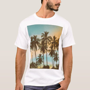 Camiseta Crepúsculo tropical: silueta de palma de coco