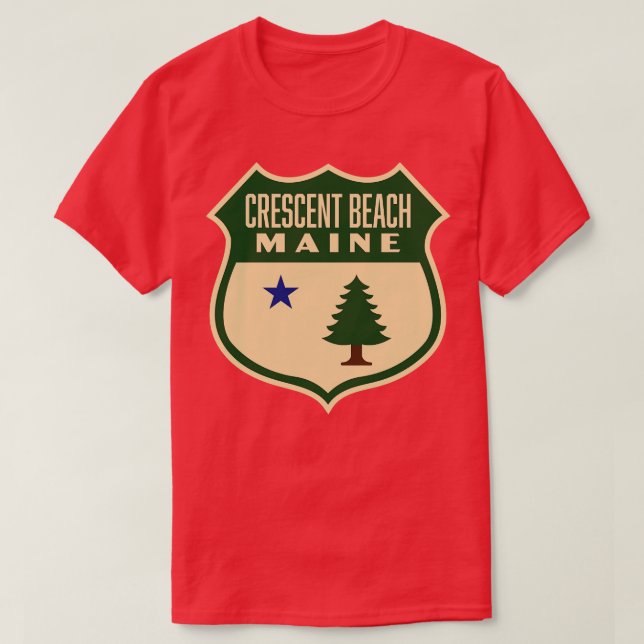 Camiseta Crescent Beach Maine Retro Pine Tree Shield Green (Diseño del anverso)