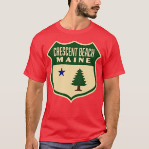 Camiseta Crescent Beach Maine Retro Pine Tree Shield Green