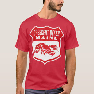 Camiseta Crescent Beach Maine Retro Shield Red