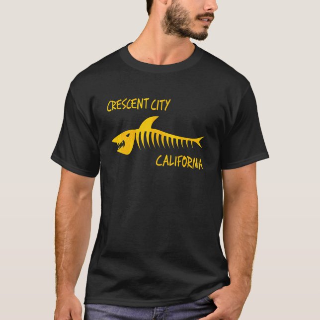 Camiseta Crescent City California Shark Skeleton Amber Prin (Anverso)