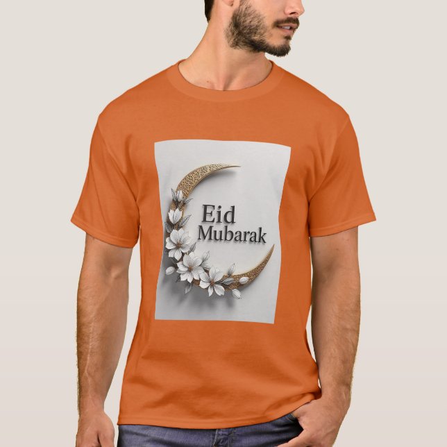 Camiseta Crescent Moderno Crescent Eid Al Fitr Mubarak Cami (Anverso)