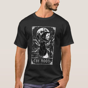 Camiseta Crescent Moon Black Cat Witchy Tarot Card Gótica H