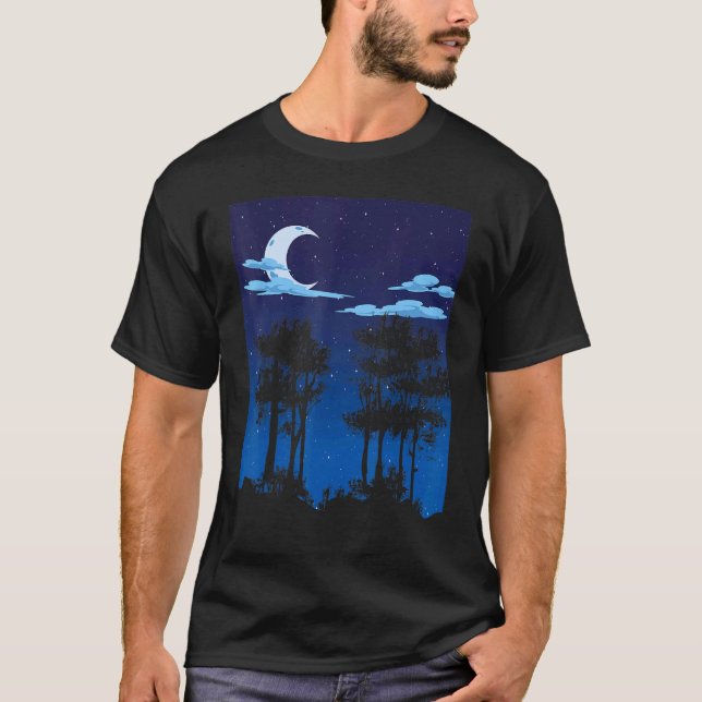 Camiseta Crescent Moon Forest Trees Moonlight Natu (Anverso)