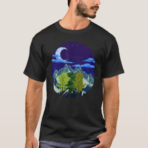 Camiseta Crescent Moon Hiker Mountain Sening Forest Moonlig