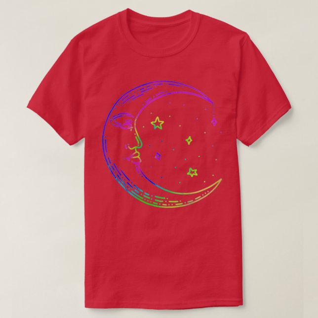 Camiseta Crescent Moon ie Dye Stars Celestial Mystic (Diseño del anverso)
