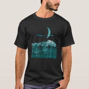 Camiseta Crescent Moon Mountain Hiker Forest Trees Naturale
