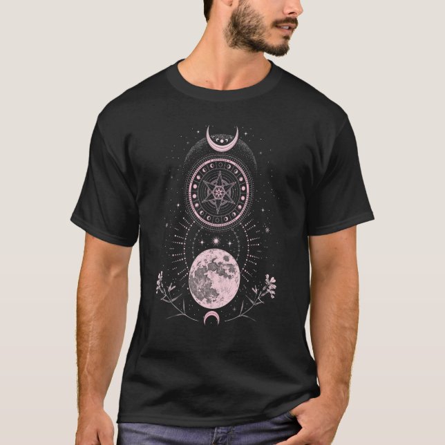Camiseta Crescent Moon Phases Pink Boho (Anverso)