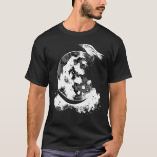 Camiseta Crescent Moon Raven Witch Gótico estético de astro