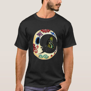 Camiseta Crescent Moon Sugar Skull Dia De Los Muertos Día O