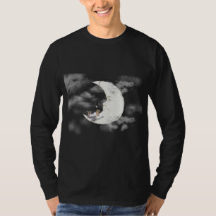 Camiseta Crescente Lunar Luminoso Manga Larga para Hombres