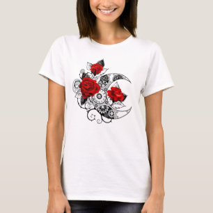 Camiseta Crescente Mecánico con Rosas Rojas