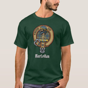 Camiseta Crest del Clan MacLellan sobre antiguo tartán