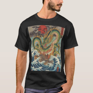 Camiseta Crestas de Dragón en Olas de Sol Carmesí