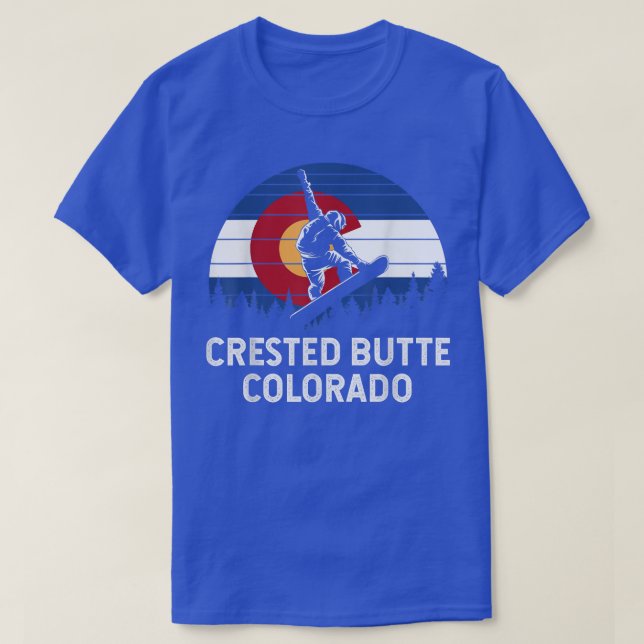 Camiseta Crested Butte CO Mountain Town Snowboard (Diseño del anverso)