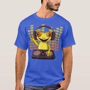 Camiseta Crested Cute Gecko Play DJ Music Shirt