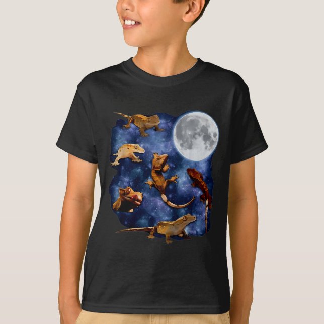 Camiseta Crested Gecko Moon Retro Reptile Mom Dad Breeder L (Anverso)