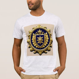 Camiseta Crestón Ornamental Dorado Elegante con Escudo